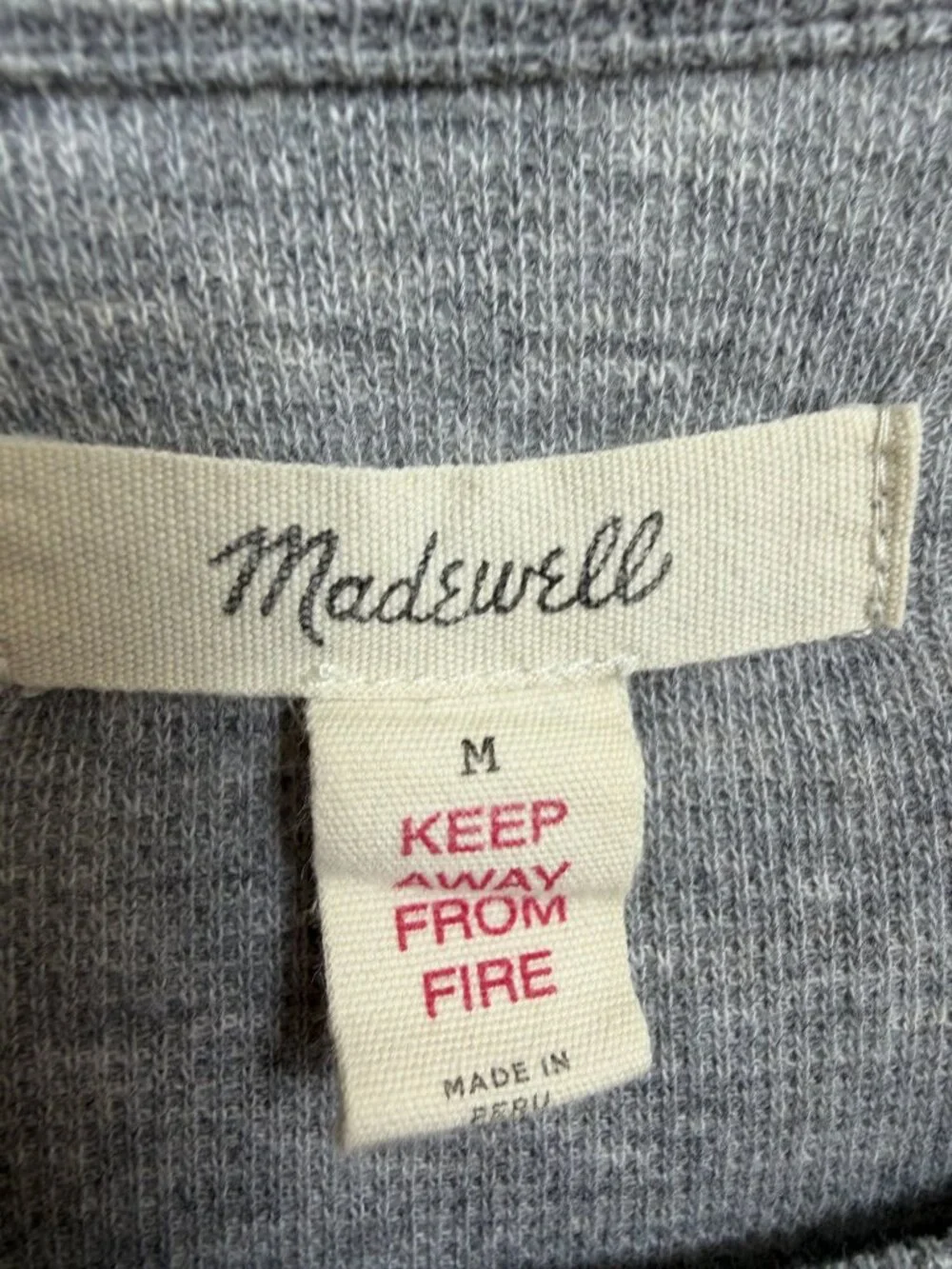 Madewell Waffle Knit Top Shirt Women's Medium M Oversized Lightweight Gray